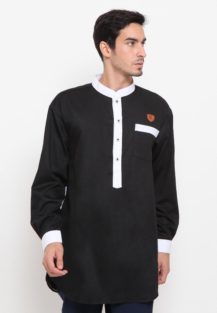 Zayidan Baju Koko Gamis Muslim Pria Ghafar - Hitam