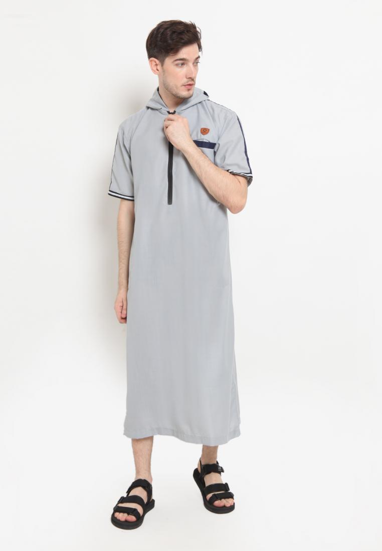Zayidan Gamis Jubah Muslim Pria Atha Hoodie - Silver