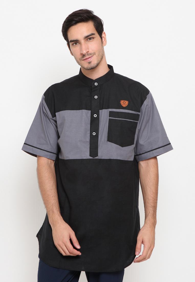 Zayidan Baju Koko Gamis Muslim Pria Jafar - Hitam