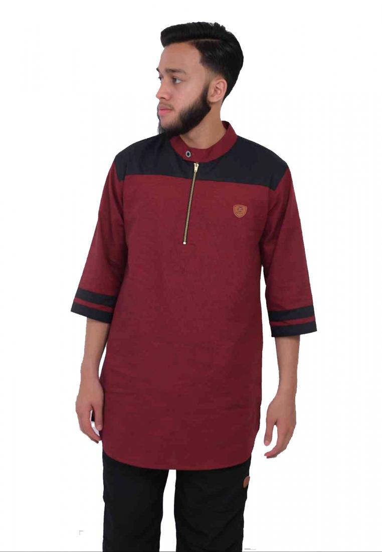 Zayidan Baju Koko Gamis Muslim Pria Izzat - Maroon
