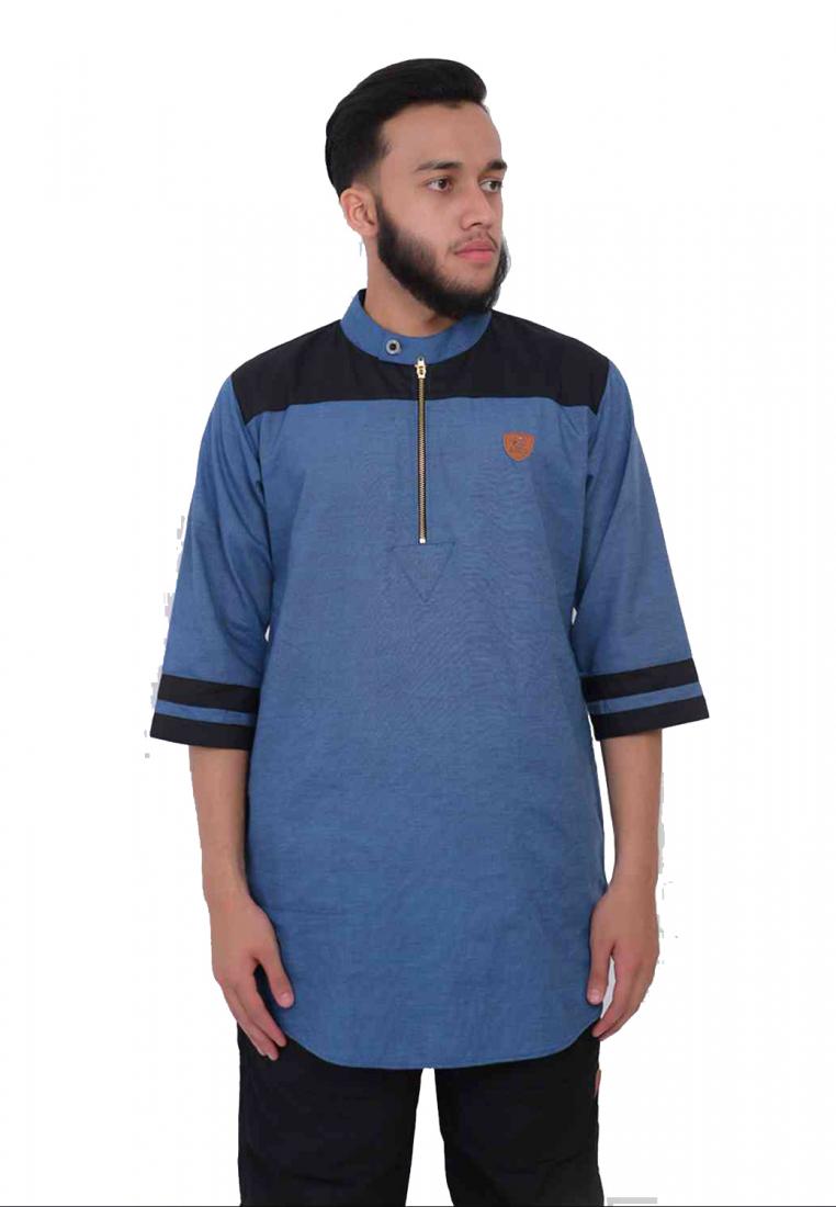 Zayidan Baju Koko Gamis Muslim Pria Izzat - Biru