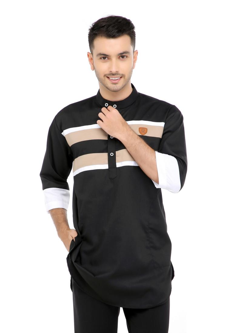 ZAYIDAN Baju Koko Gamis Muslim Pria Mauza - Hitam