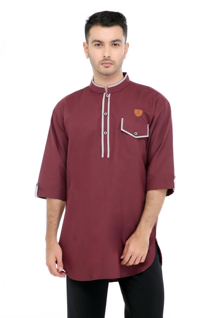 ZAYIDAN Baju Koko Gamis Muslim Pria Arfan - Maroon