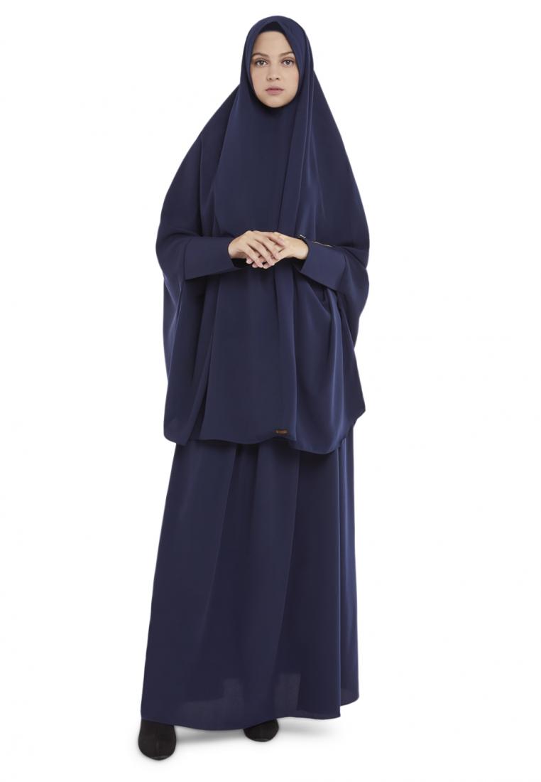 ZAYIDAN French Khimar Set Rok Wanita Muslimah Shoffa - Navy