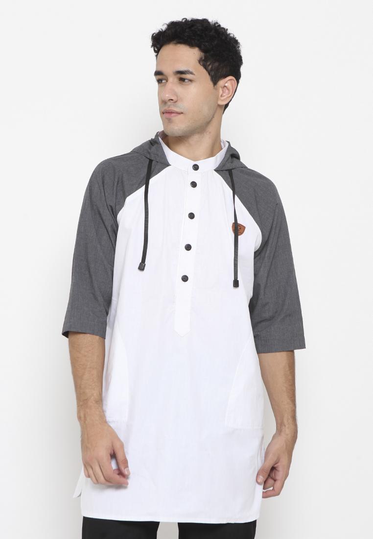Zayidan Baju Koko Gamis Muslim Pria Mumtaz Hoodie - Putih