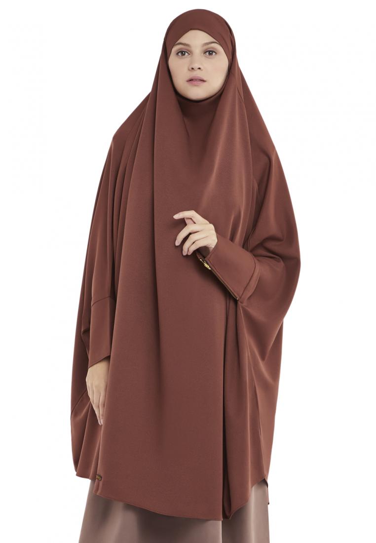 ZAYIDAN Queenza Zayidan French Khimar Hijab Jumbo Zivana - Coklat Tua