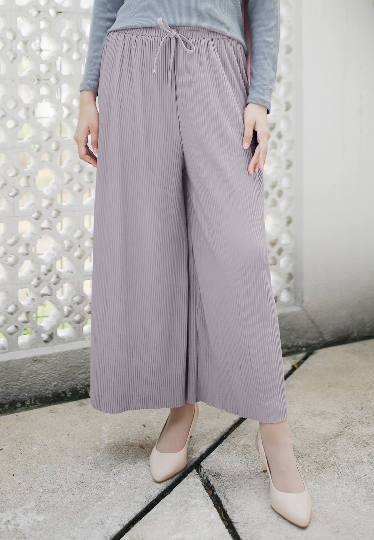 Zelena - Yunna Plisket Kulot | Celana Panjang Wanita | Pants - Soft Lavender