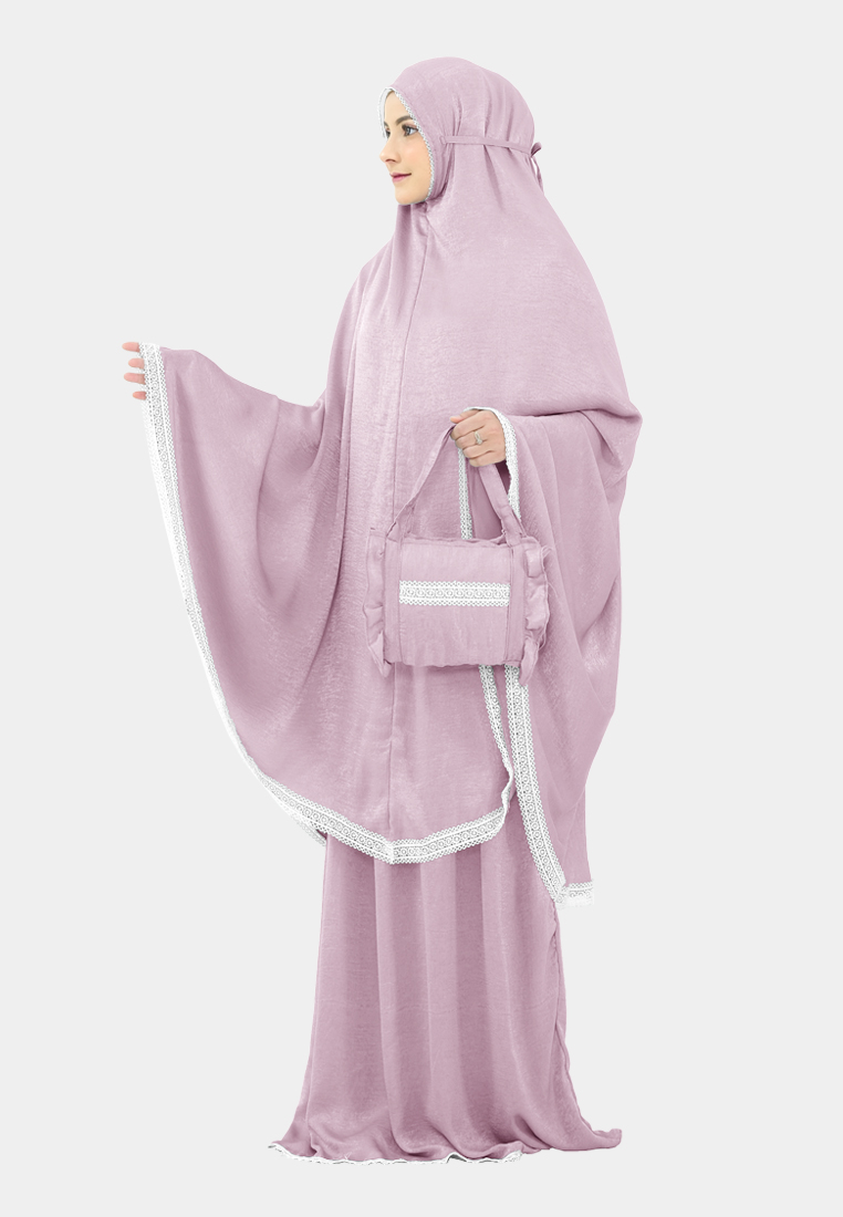 Zelena - Calia Prayer Set 2in1 | Mukena Renda Jumbo - Pink Blush