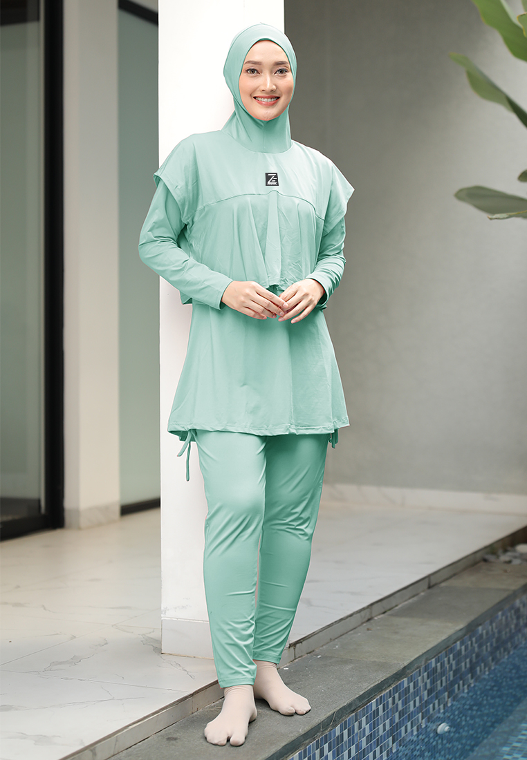 zelena Baju Renang Muslimah Cetta Basic Swimwear | Reguler (L) & Bigsize (XL)