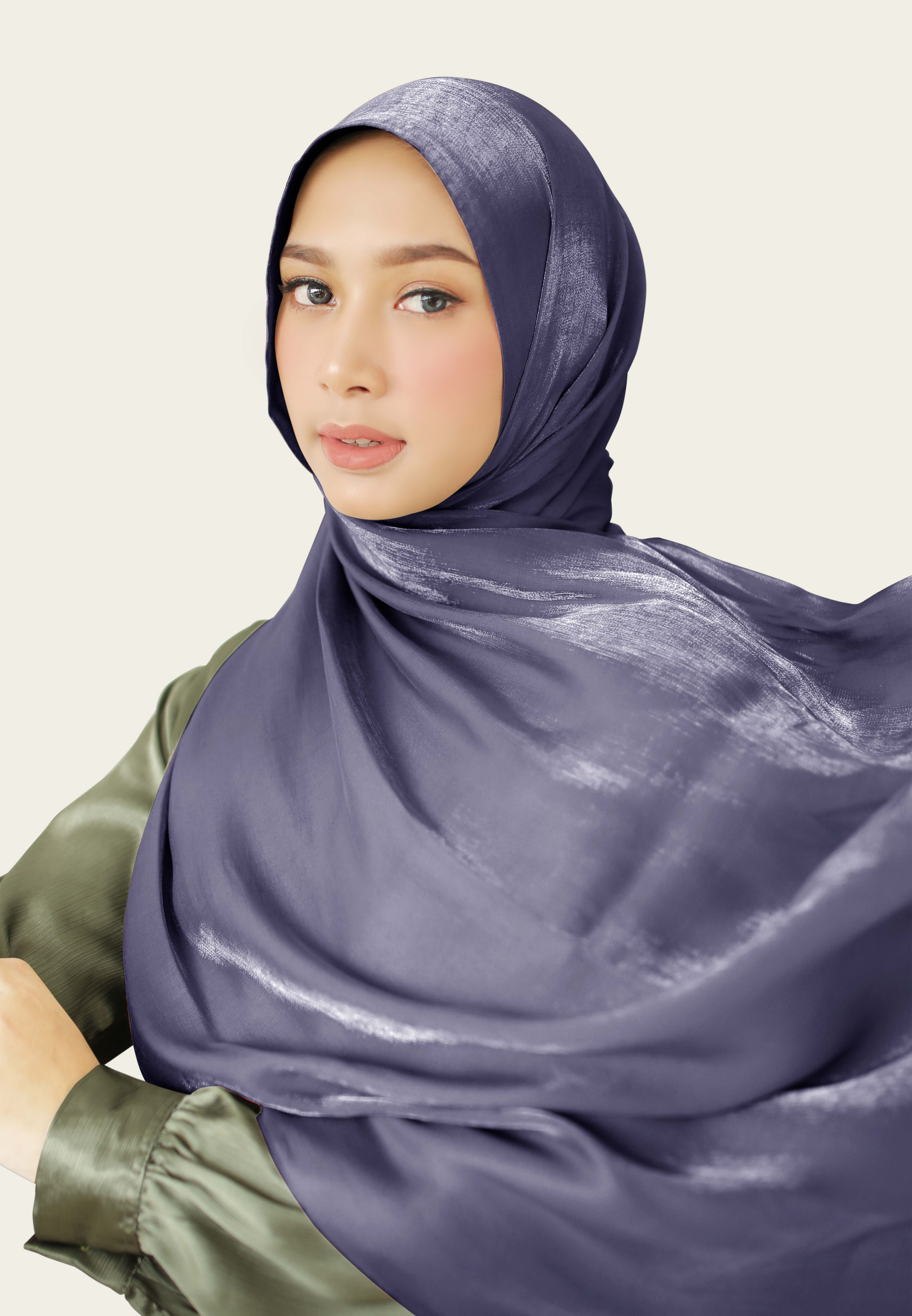 Zelena - Freyya Shimmer Shawl | Pashmina Shimmer | Hijab Pashmina Silk - Petunia Aura