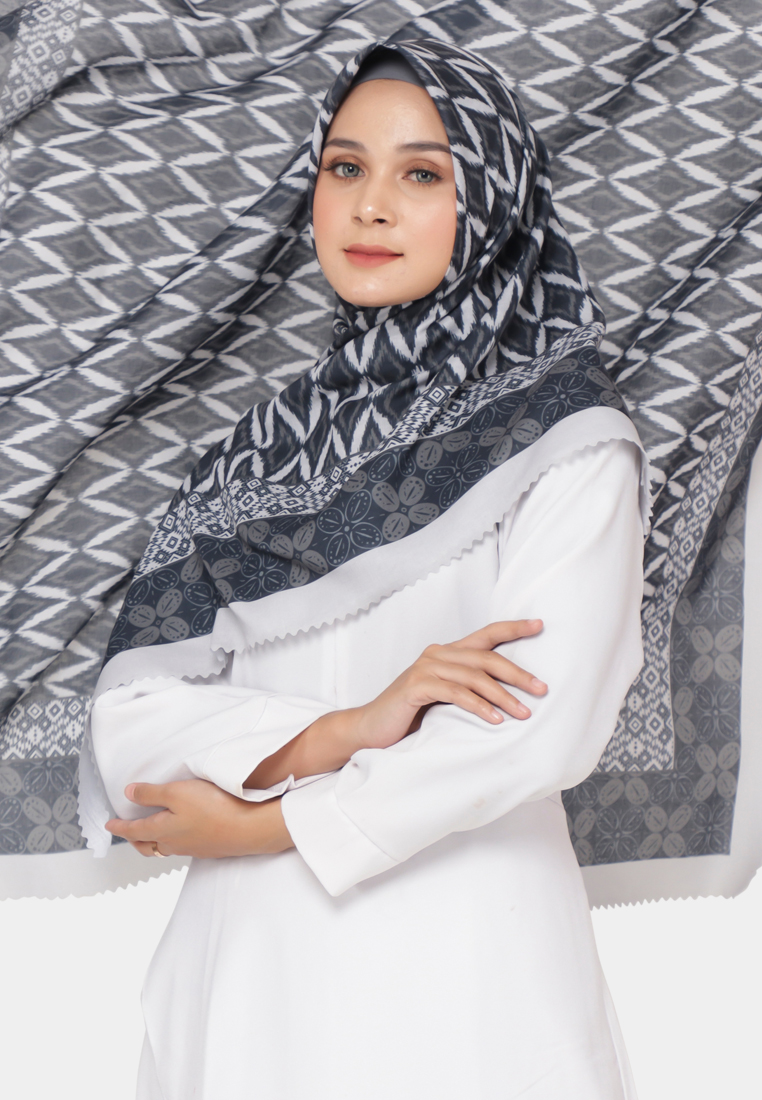 Zelena - Scarf Motif | Hijab Motif Segiempat Gorontalo Lasercut - Pattern Black