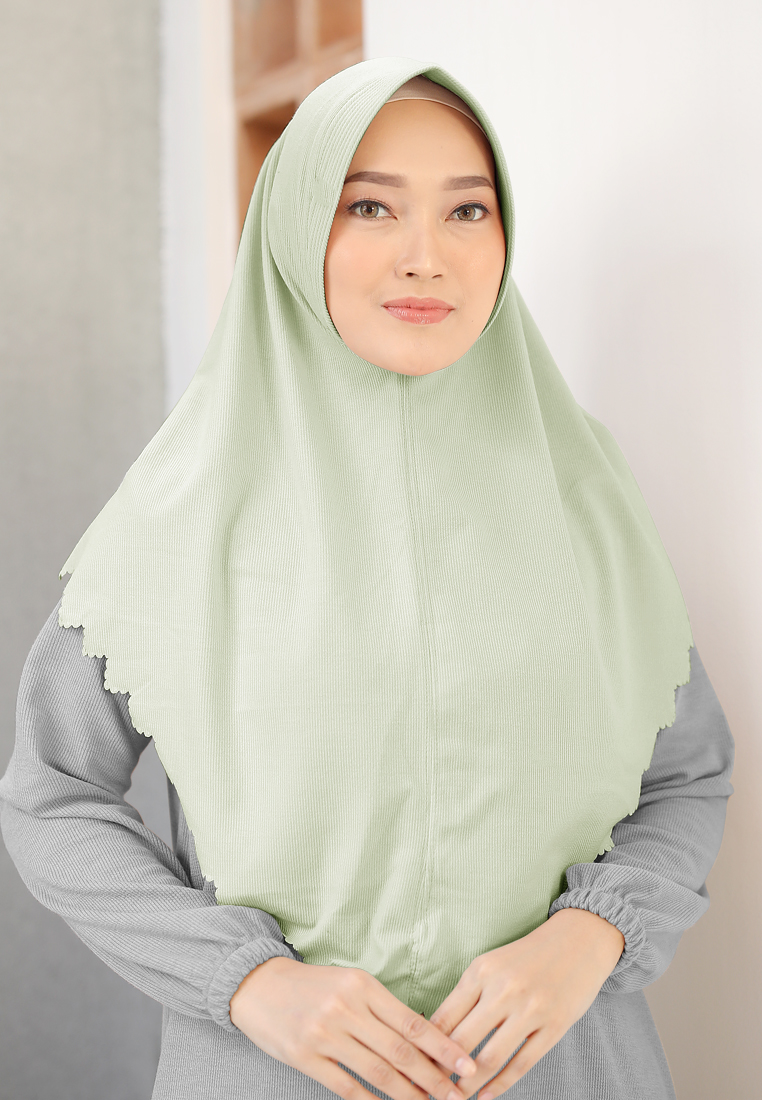 Zelena - Naya Bergo | Hijab Instan Knit | Bergo Lasercut - Green