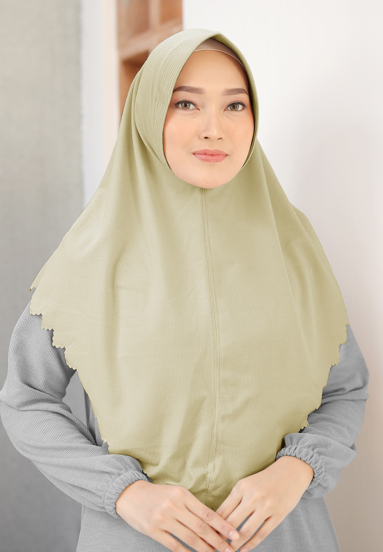 Zelena - Naya Bergo | Hijab Instan Knit | Bergo Lasercut - Lime
