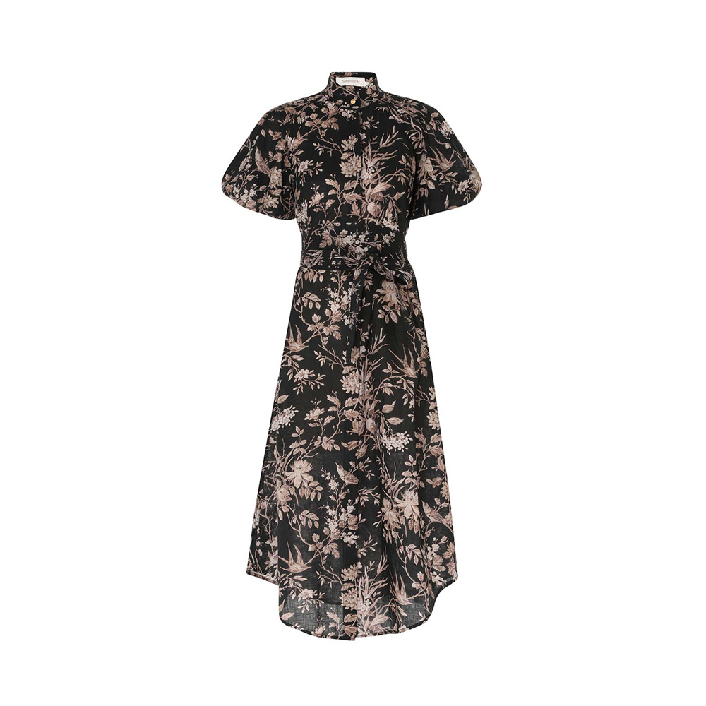 Zimmermann Kaftan Midi Dress Black Mockingbird