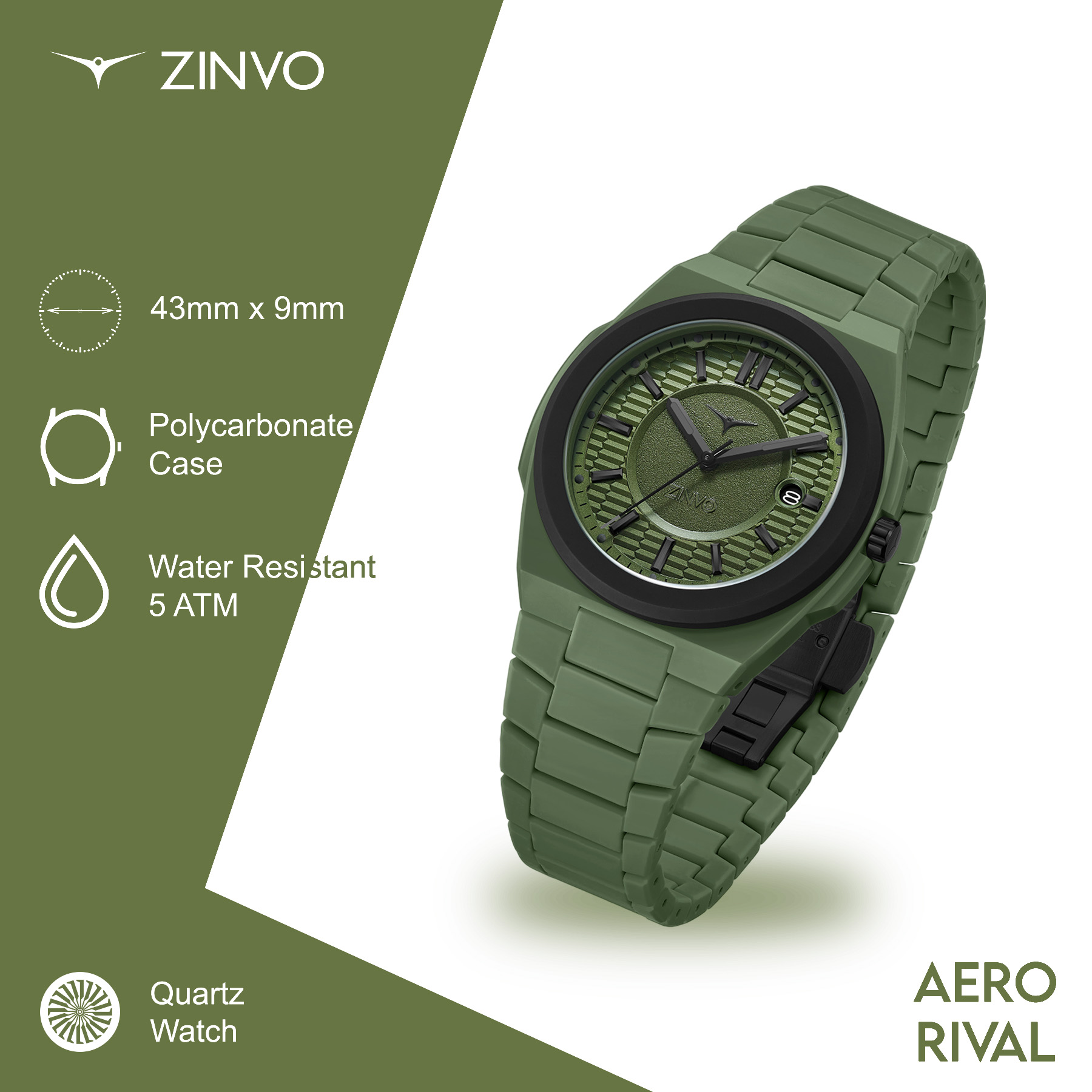 ZINVO Jam Tangan Quartz Analog Zinvo AeroRival Xeno Polycarbonate