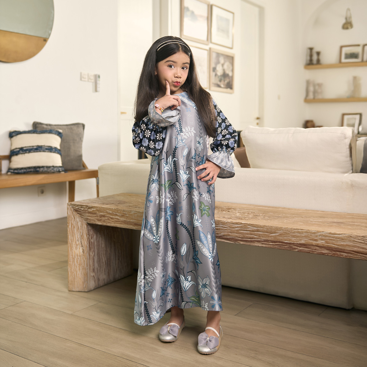 ZM Zaskia Mecca - Roluva Grey Black | Dress Anak | Primadona Series Lilya Raya