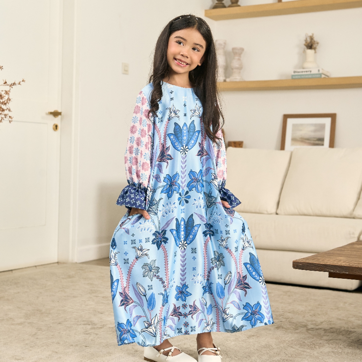 ZM Zaskia Mecca - Roluva Blue Pink | Dress Anak | Primadona Series Lilya Raya