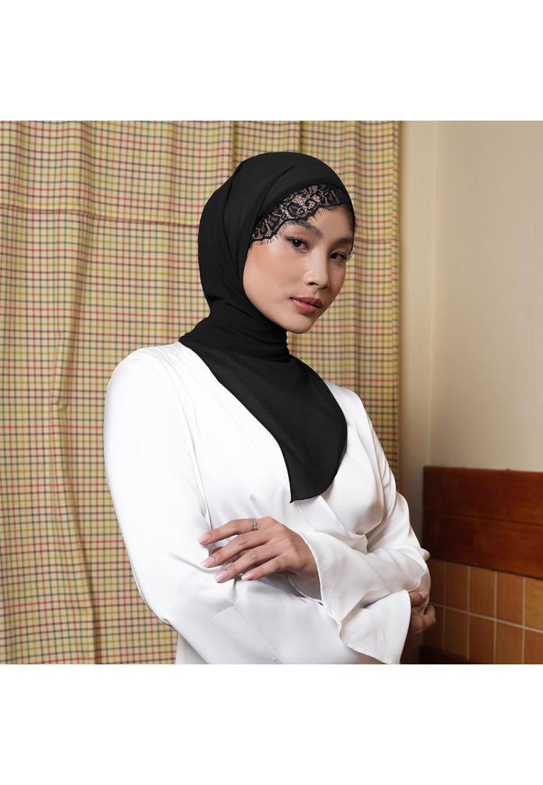 ZM Zaskia Mecca - Kyna Navy Hijab Renda - Bahan Babydoll Premium - Lace Series Edition