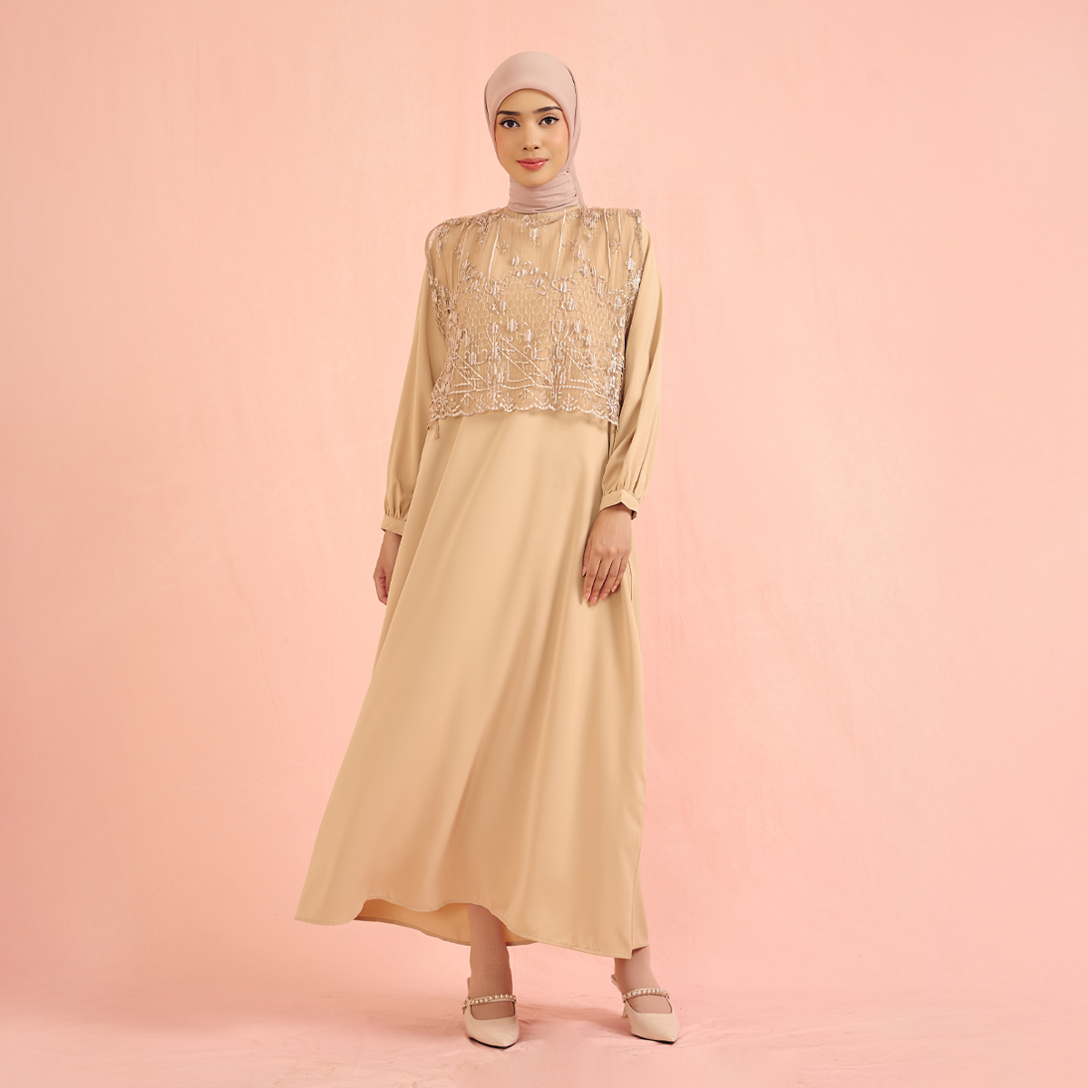 ZM [Raya Collection] ZM Zaskia Mecca - Briaza Gamis Wanita Brown | Jejak Teduh Series Arta Pusaka | 