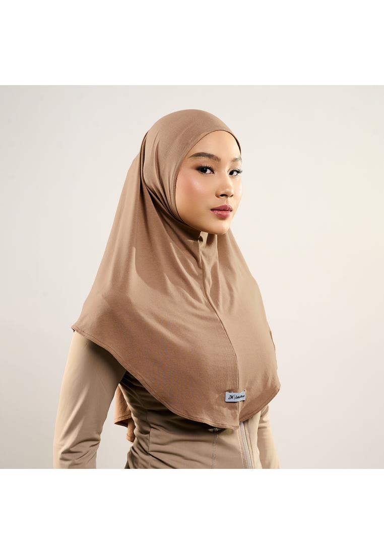 ZM Zaskia Mecca - Kamila Beige Hijab Instant Polos - Bahan Spandex Rayon Premium