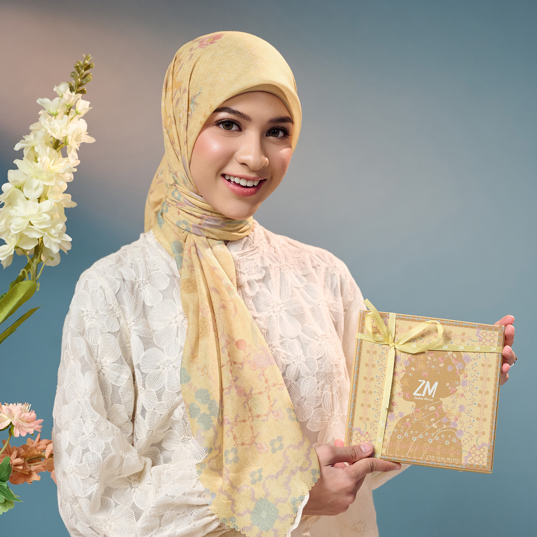 ZM [INCLUDE HARD BOX] ZM Zaskia Mecca - Scarf Bunga Pertiwi Edisi Cut Nyak Meutia Lemon | Material V