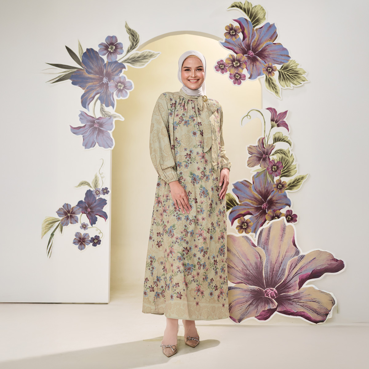 ZM Zaskia Mecca - Tysa Cream Gamis Dress - Alkisah - Edisi Timun Mas