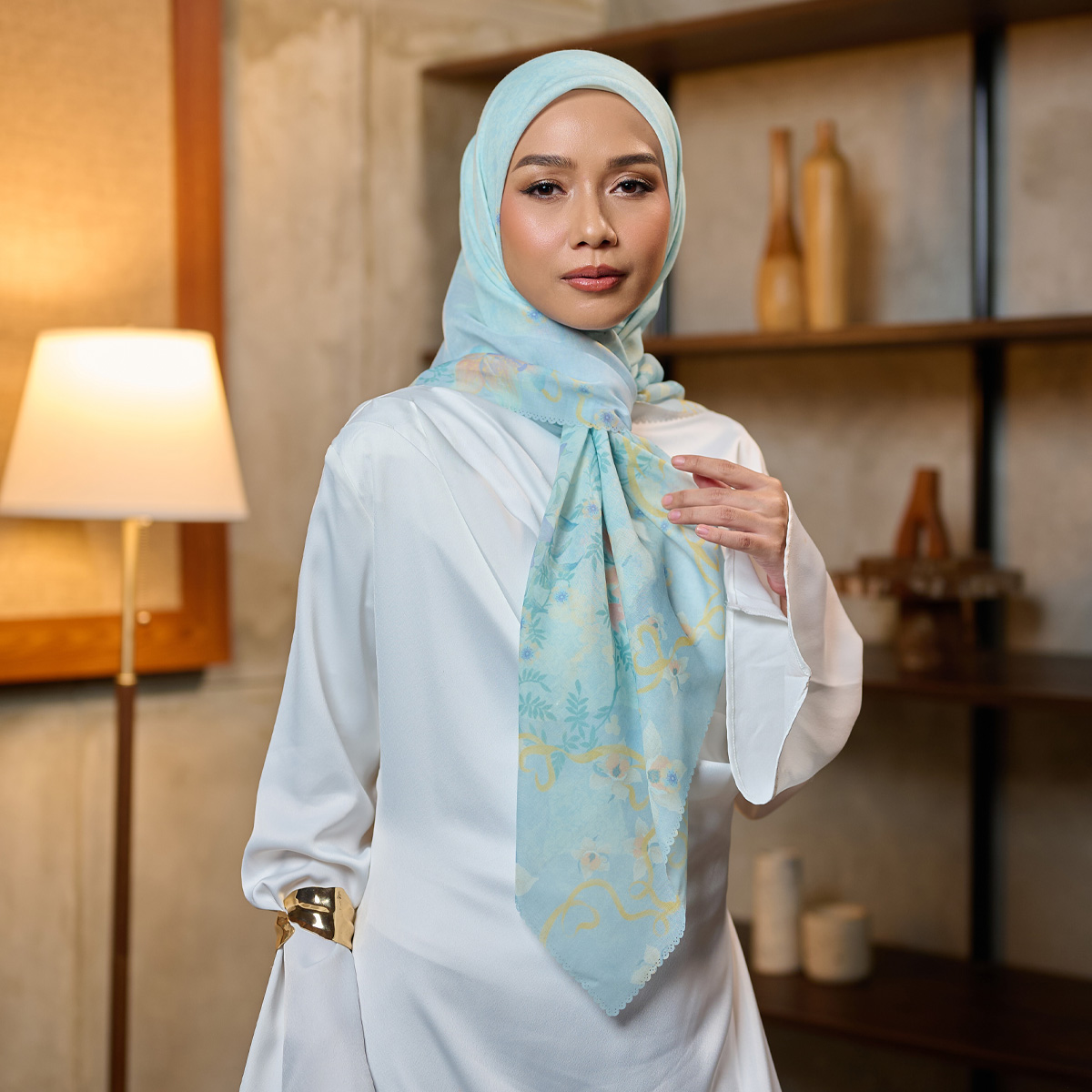 ZM [INCLUDE PREMIUM HARD BOX] ZM Zaskia Mecca - Scarf Primadona Series Lilya Senja Sky | Hijab Premi