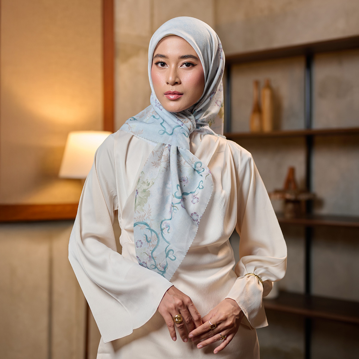 ZM [INCLUDE PREMIUM HARD BOX] ZM Zaskia Mecca - Scarf Primadona Series Lilya Senja Cloud | Hijab Pre