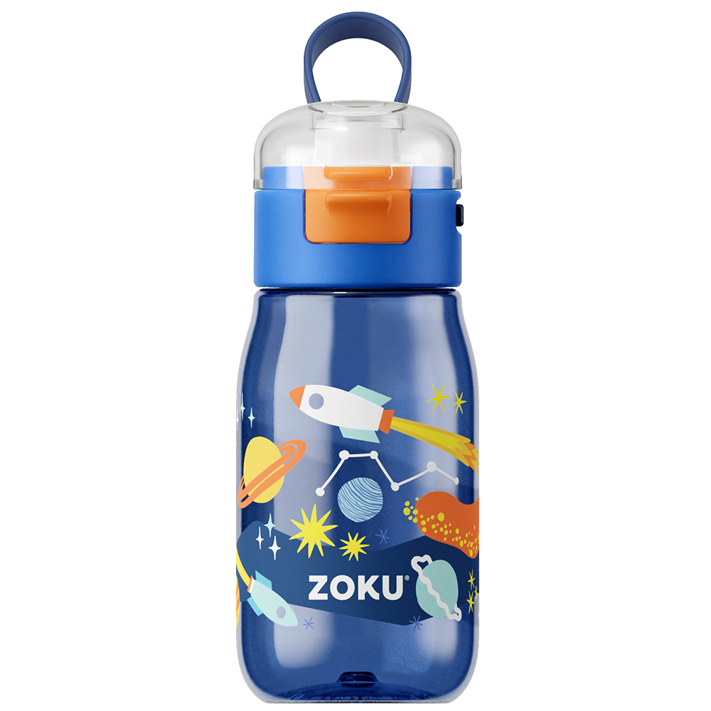 Zoku Blue Space Kids Flip Gulp Bottle - Botol Minum, Botol Minum Anak, Botol Minum teguk, Botol Minu